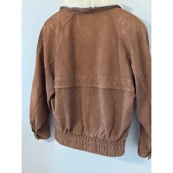 VTGWilson's Adventure Bound sueded leather brown bomber jacket w/thinsulateSMALL - Picture 4 of 13